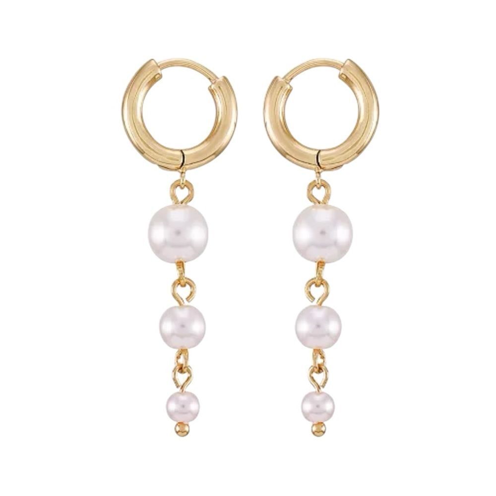 Tahari Elegant Gold and Pearl Drop Earrings